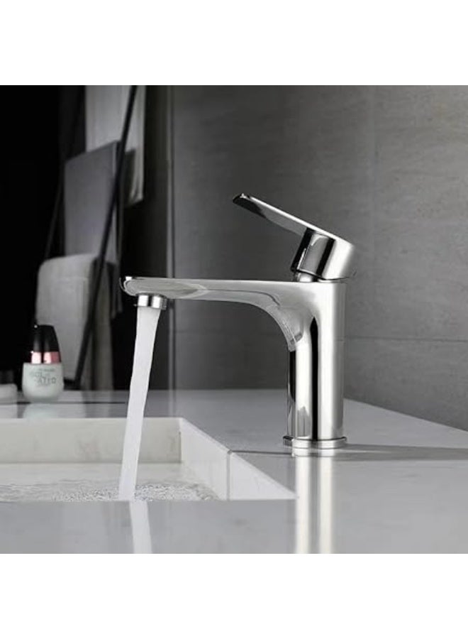 ALMIFTAH Modern Handle Basin Mixer Faucet Bathroom Sink Tap Hot Cold Water Control Anti Splash Chrome Finish - Image 2